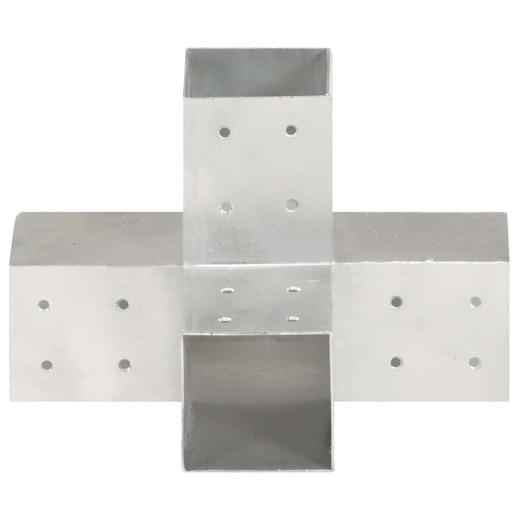 Spojnici za stupove u X-obliku 4 kom pocinčani metal 81 x 81 mm