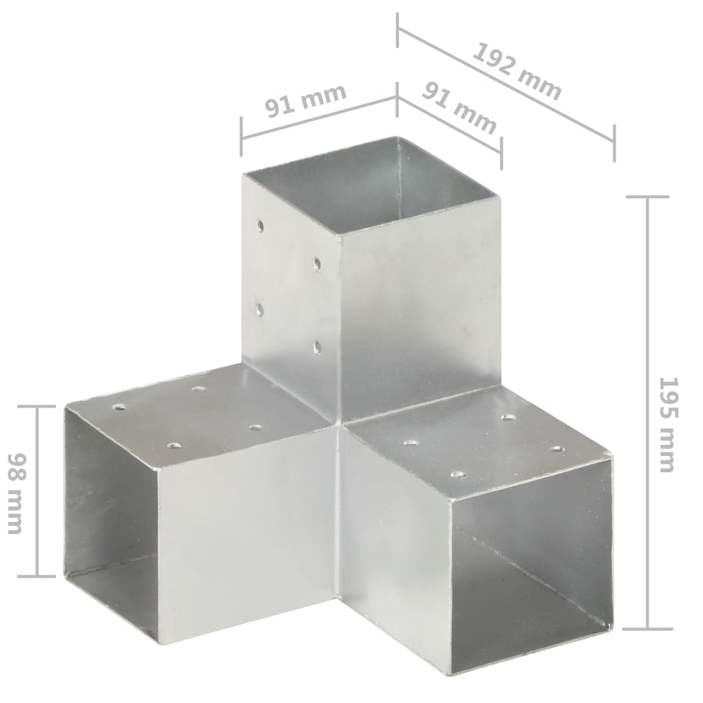 Spojnik za stupove u Y-obliku od pocinčanog metala 91 x 91 mm