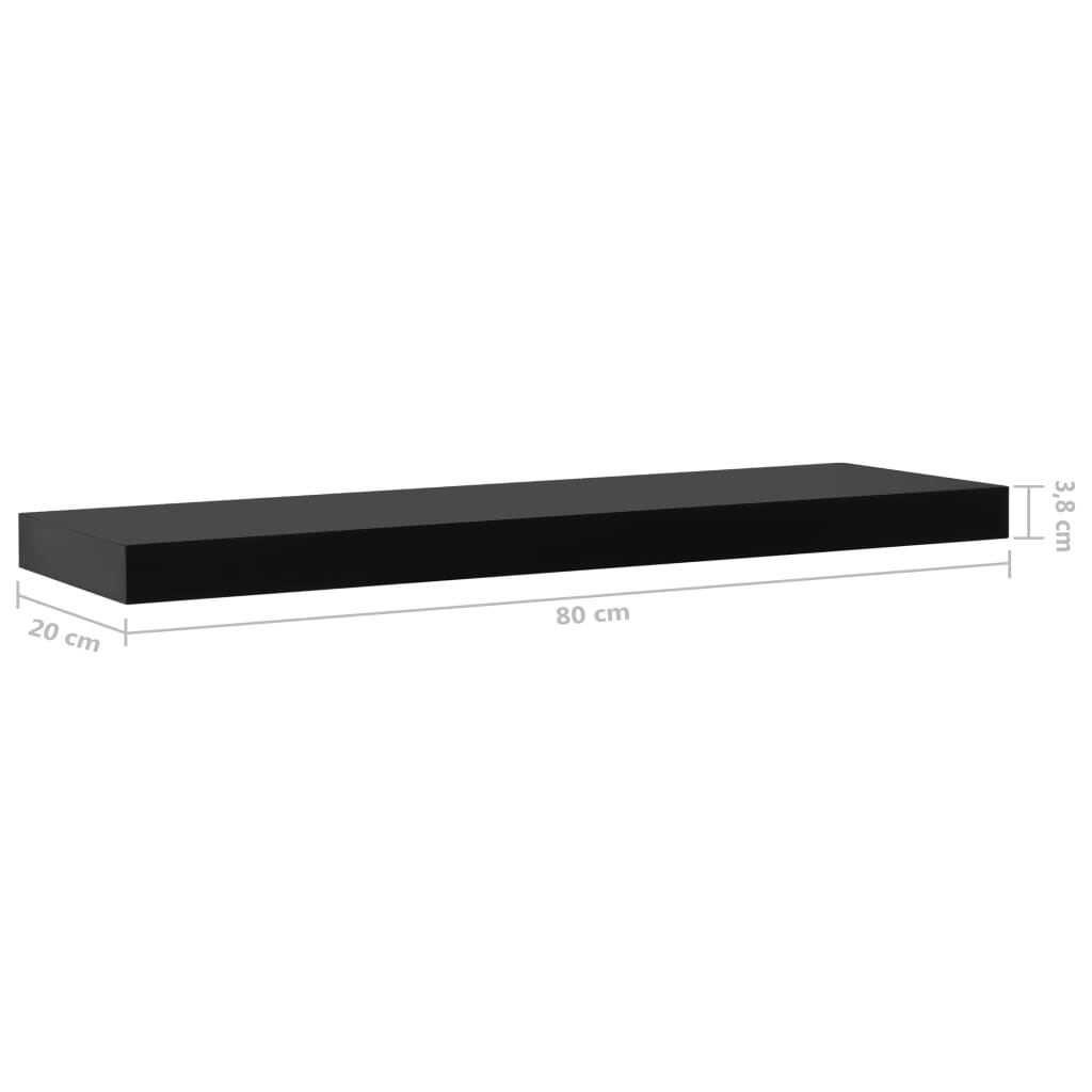Plutajuće zidne police 2 kom crne 80 x 20 x 3,8 cm