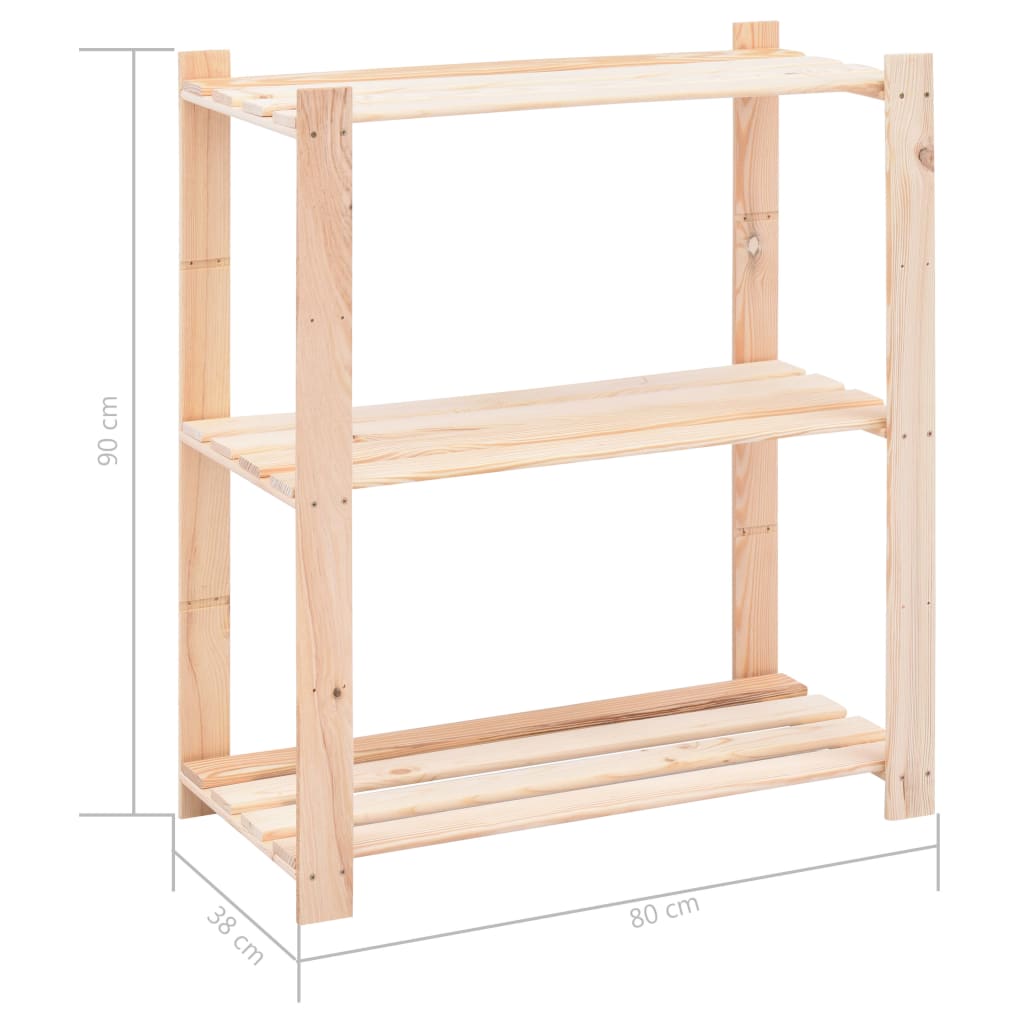Stalci za pohranu s 3 razine 10 kom 80x38x90 cm borovina 150 kg