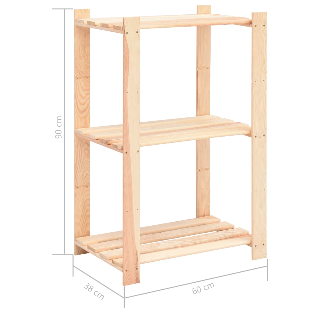 Stalci za pohranu s 3 razine 10 kom 60x38x90 cm borovina 150 kg