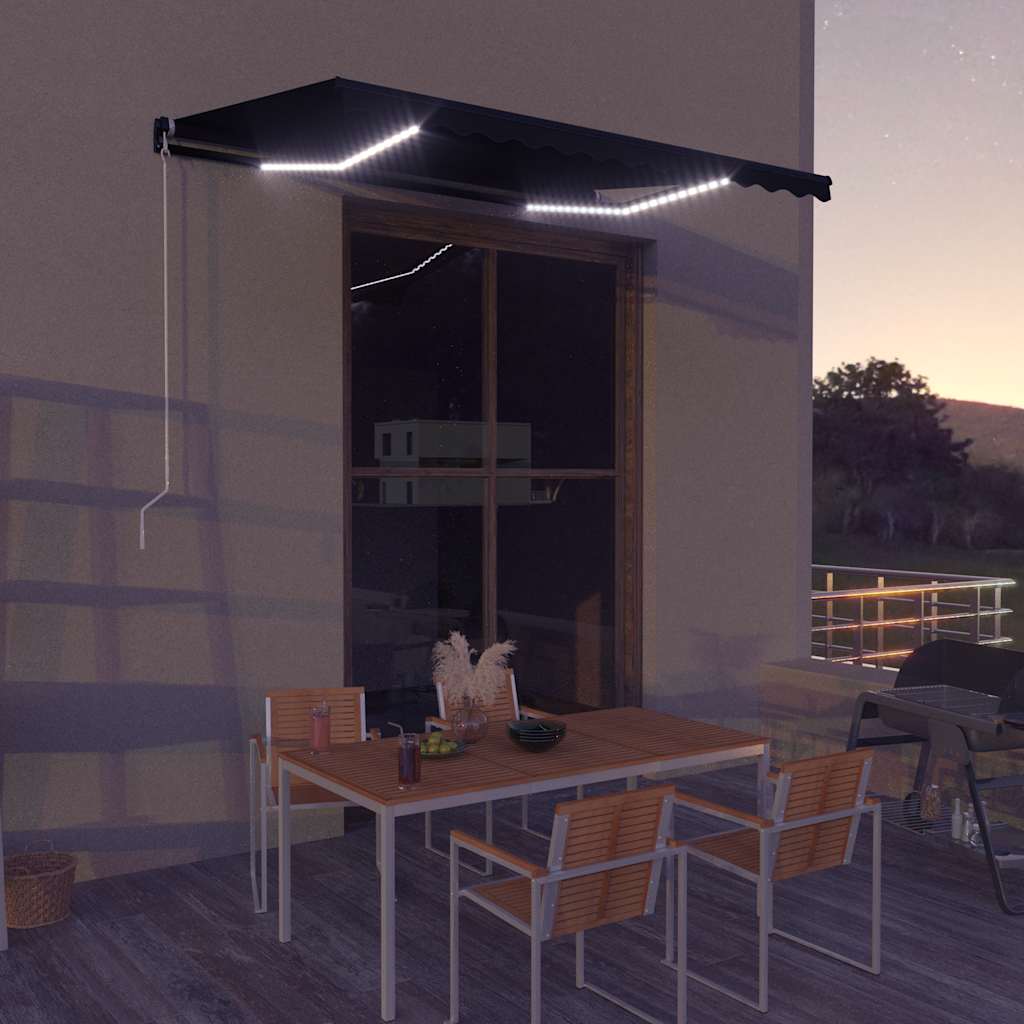 Tenda na ručno uvlačenje s LED svjetlima 350 x 250 cm antracit