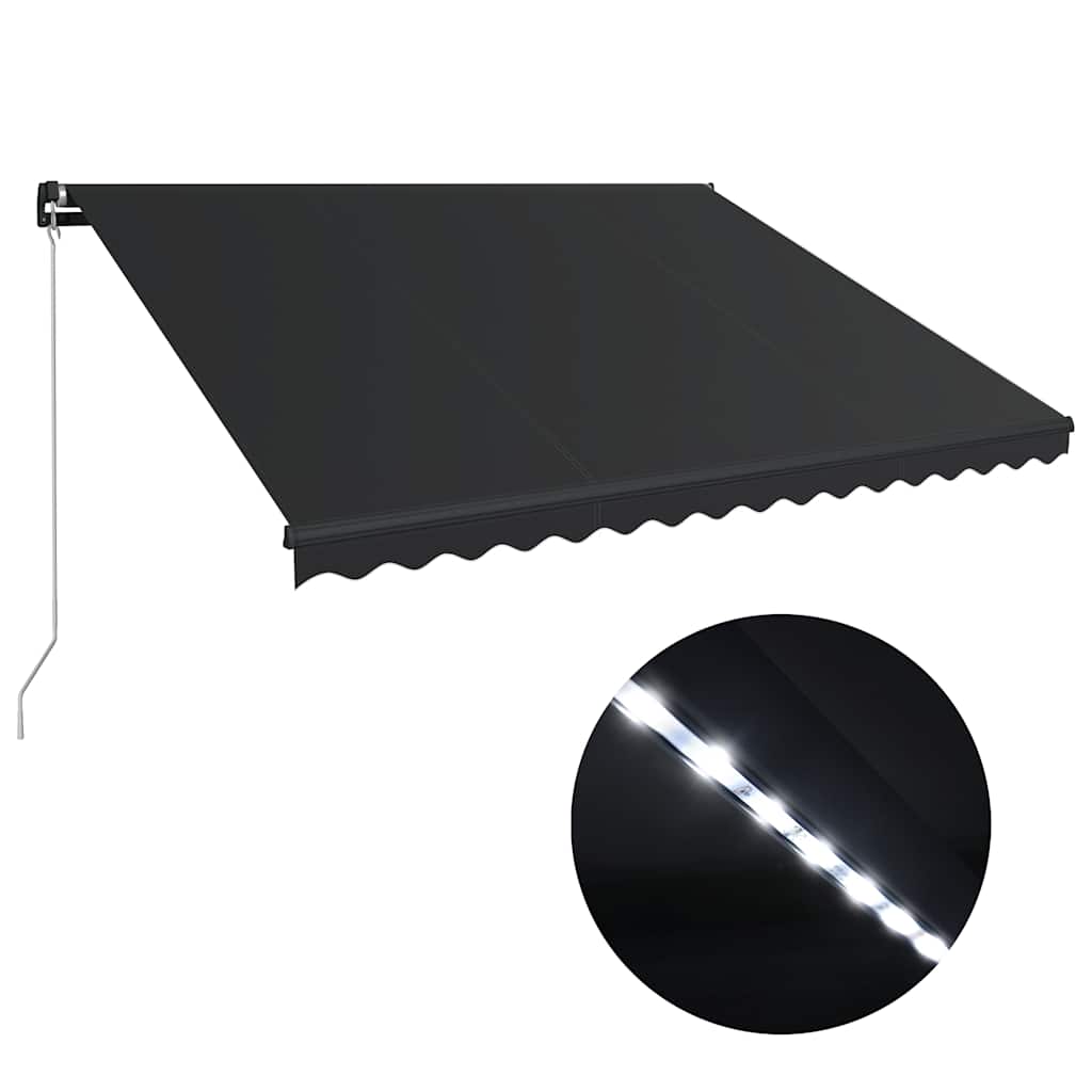 Tenda na ručno uvlačenje s LED svjetlima 450 x 300 cm antracit