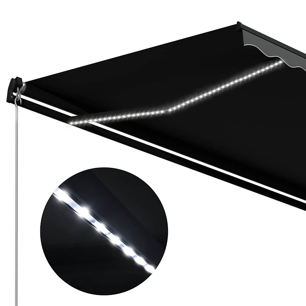 Tenda na ručno uvlačenje s LED svjetlima 450 x 300 cm antracit
