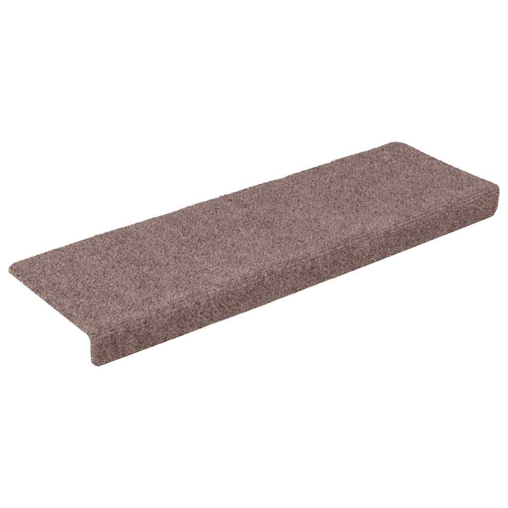 Prostirke za stepenice samoljepljive 15 kom 65x21x4 cm svijetlosmeđa pravokutni rub