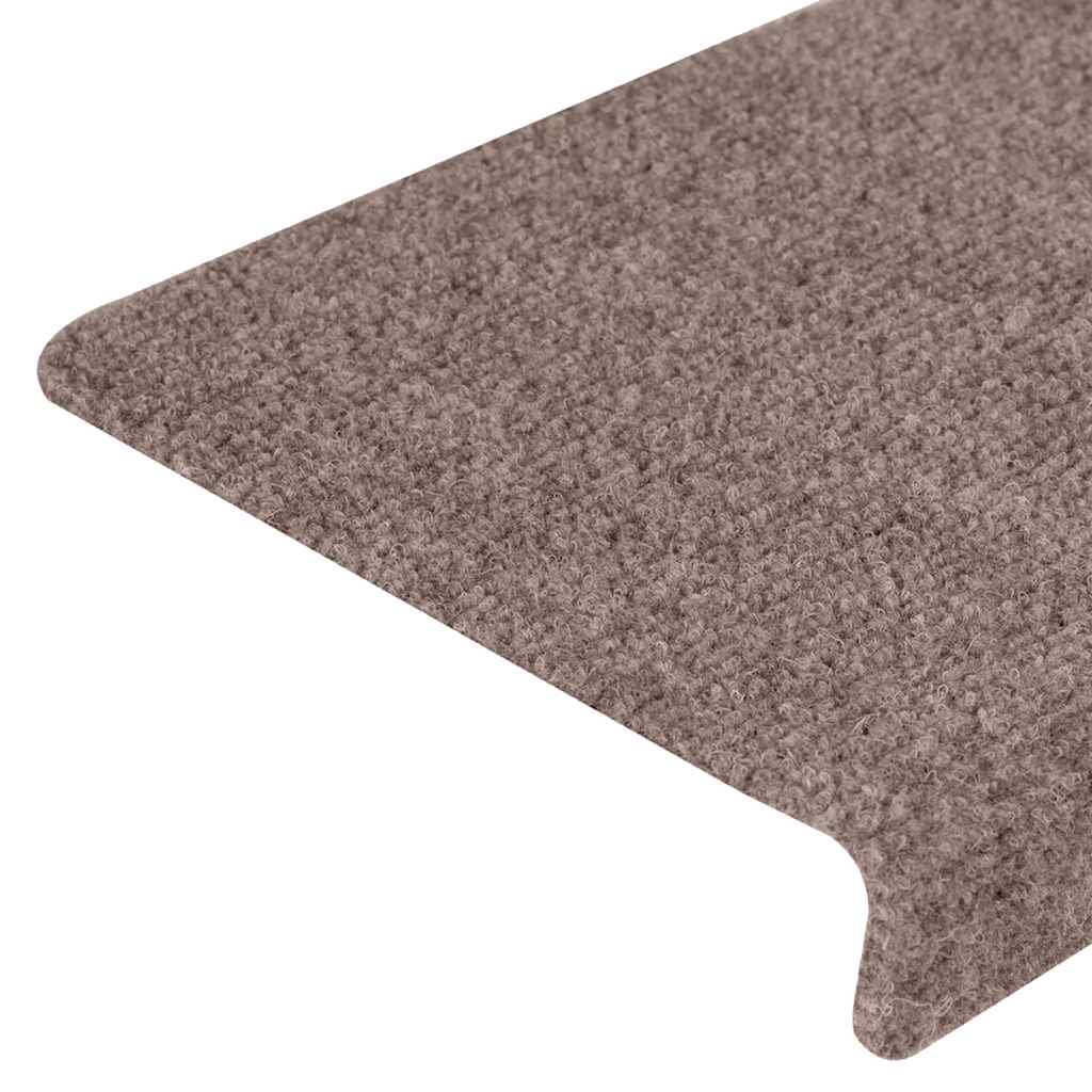 Prostirke za stepenice samoljepljive 15 kom 65x21x4 cm svijetlosmeđa pravokutni rub