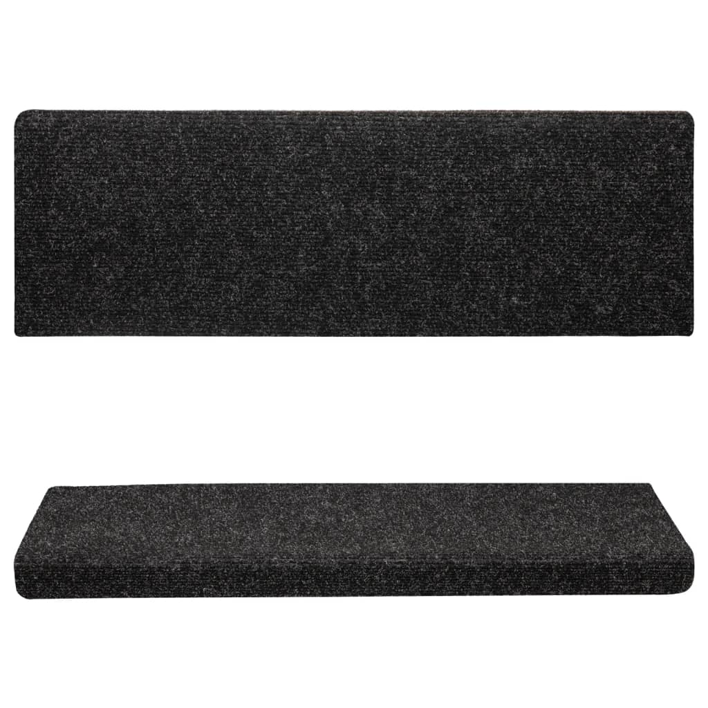 Prostirke za stepenice samoljepljive 15 kom 65x21x4 cm crne pravokutne rubove