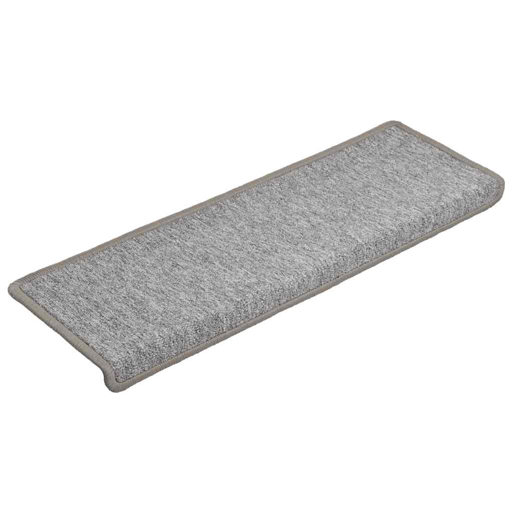 Prostirke za stepenice 15 kom 65x21x4 cm svijetlo sive pravokutne rubove