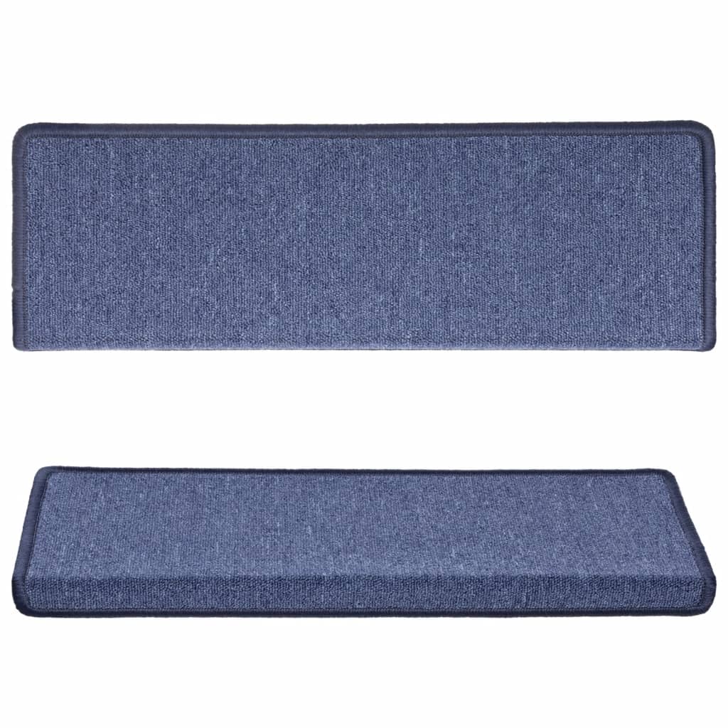Prostirke za stepenice 15 kom 65x21x4 cm plave pravokutne rubove
