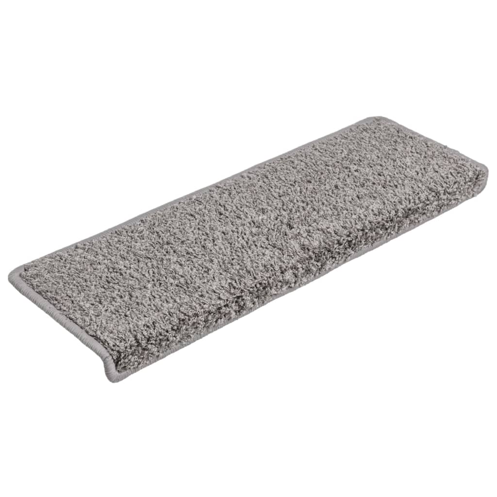Prostirke za stepenice 15 kom 65x21x4 cm sive s pravokutnim rubom