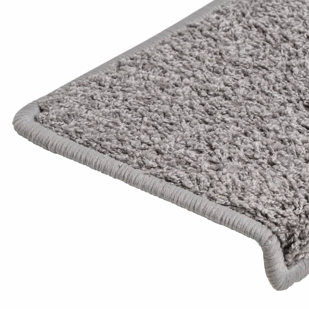 Prostirke za stepenice 15 kom 65x21x4 cm sive s pravokutnim rubom