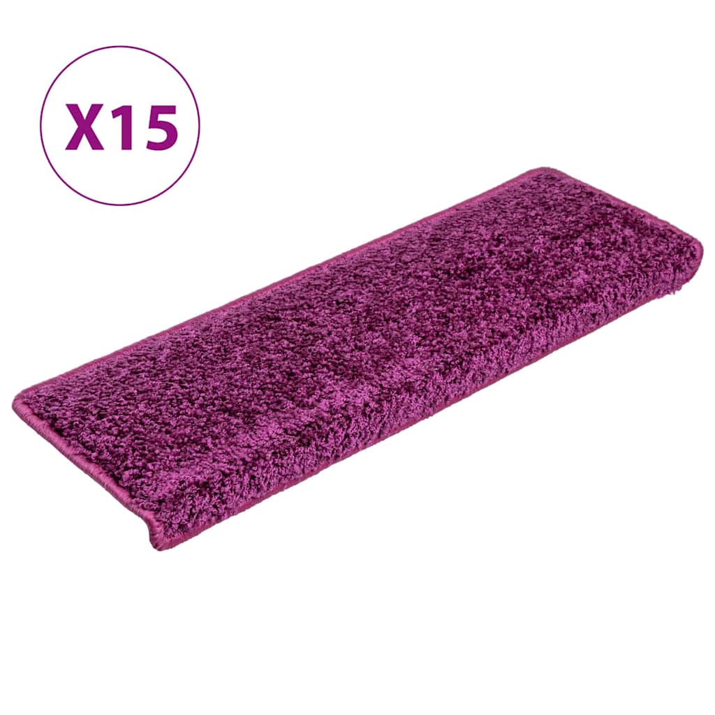 Prostirke za stepenice 15 kom 65x21x4 cm ljubičaste pravokutne rubove