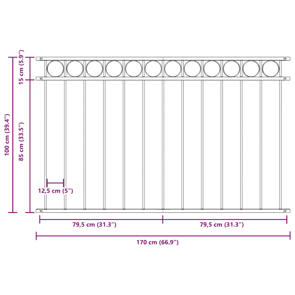 Ogradni panel ASSEN čelik 1,7x1 m Crni