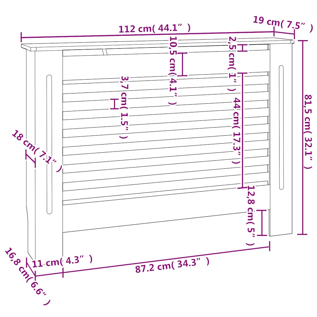 Pokrovi za radijator 2 kom bijeli 112 x 19 x 81,5 cm MDF