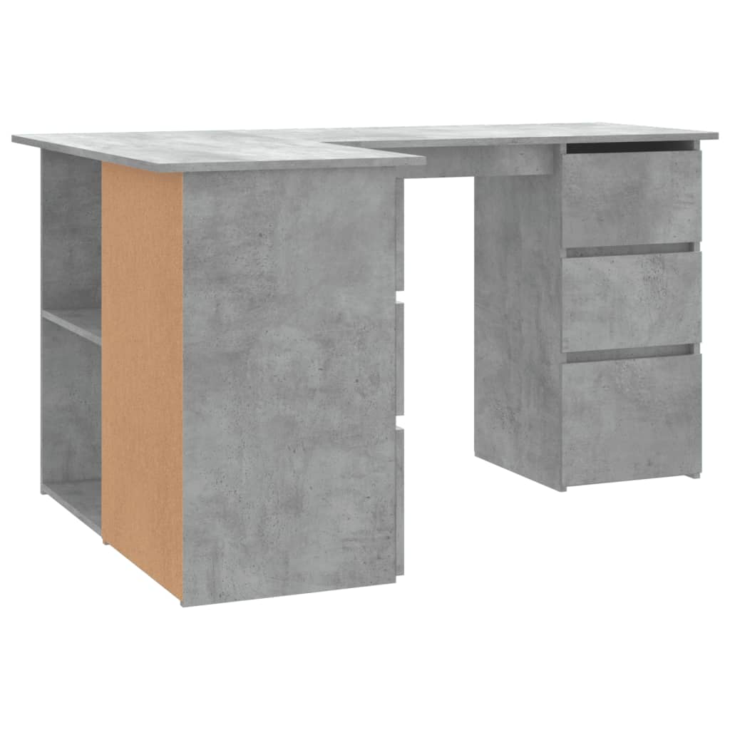 Kutni radni stol boja betona 145x100x76 cm konstruirano drvo