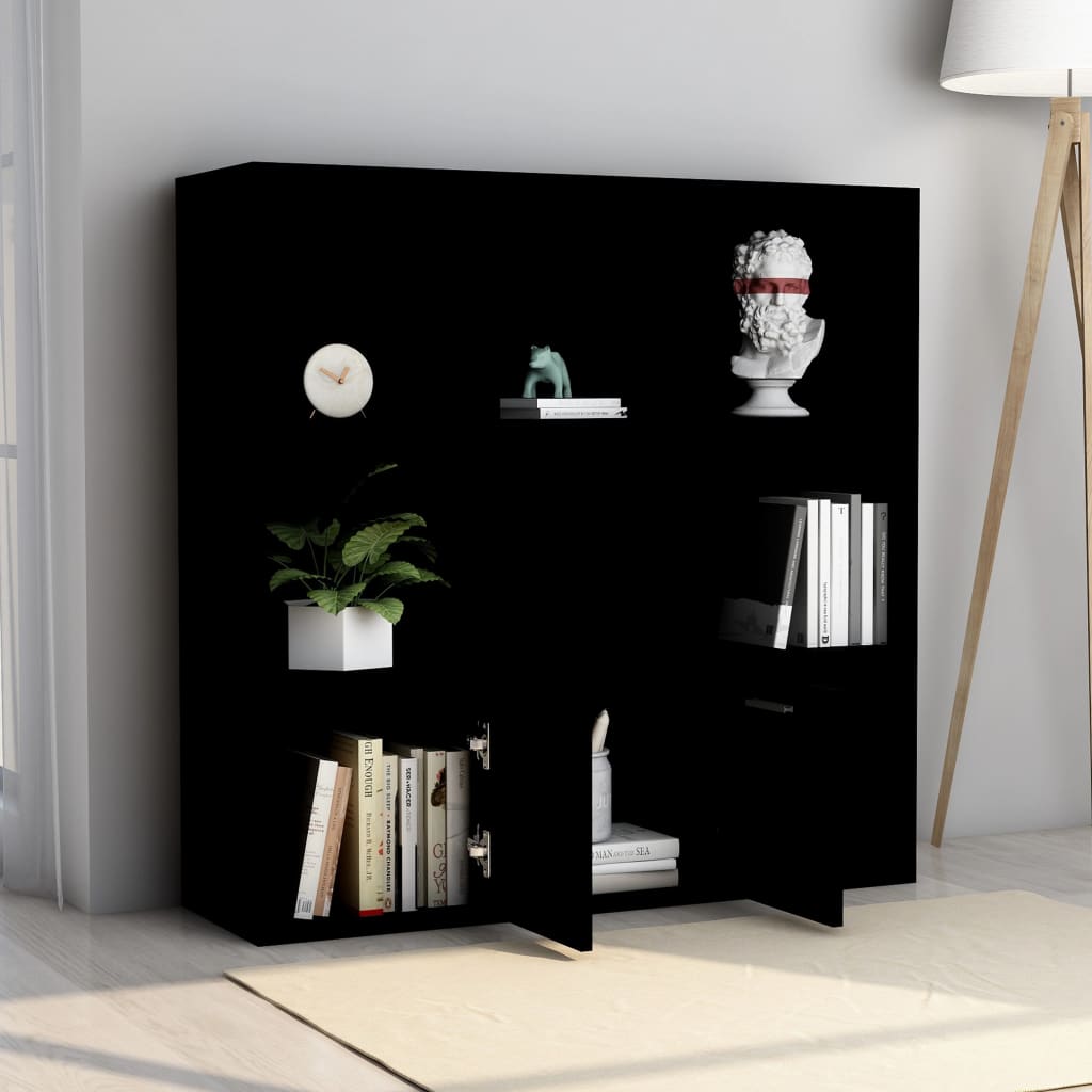 Ormarić za knjige crni 98 x 30 x 98 cm od konstruiranog drva