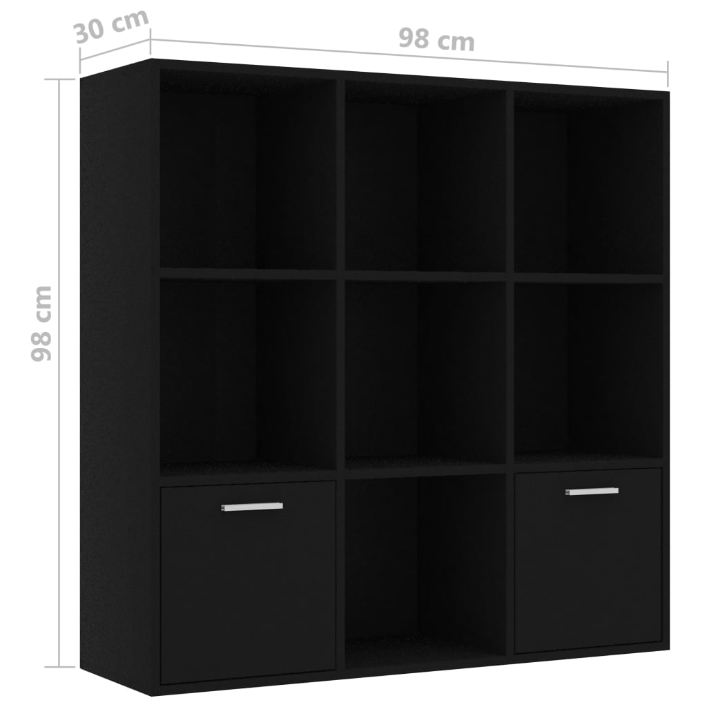 Ormarić za knjige crni 98 x 30 x 98 cm od konstruiranog drva