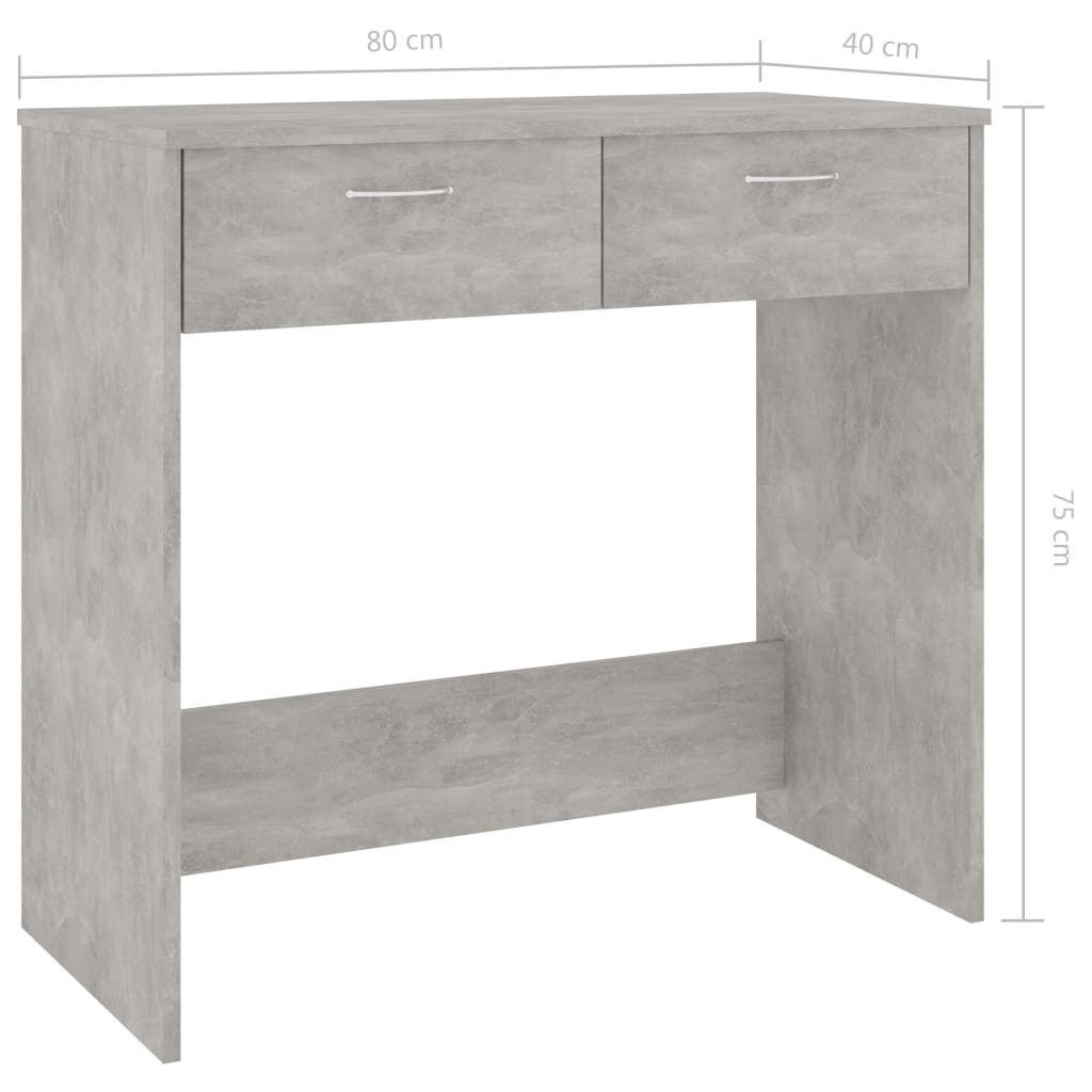 Radni stol siva boja betona 80 x 40 x 75 cm konstruirano drvo