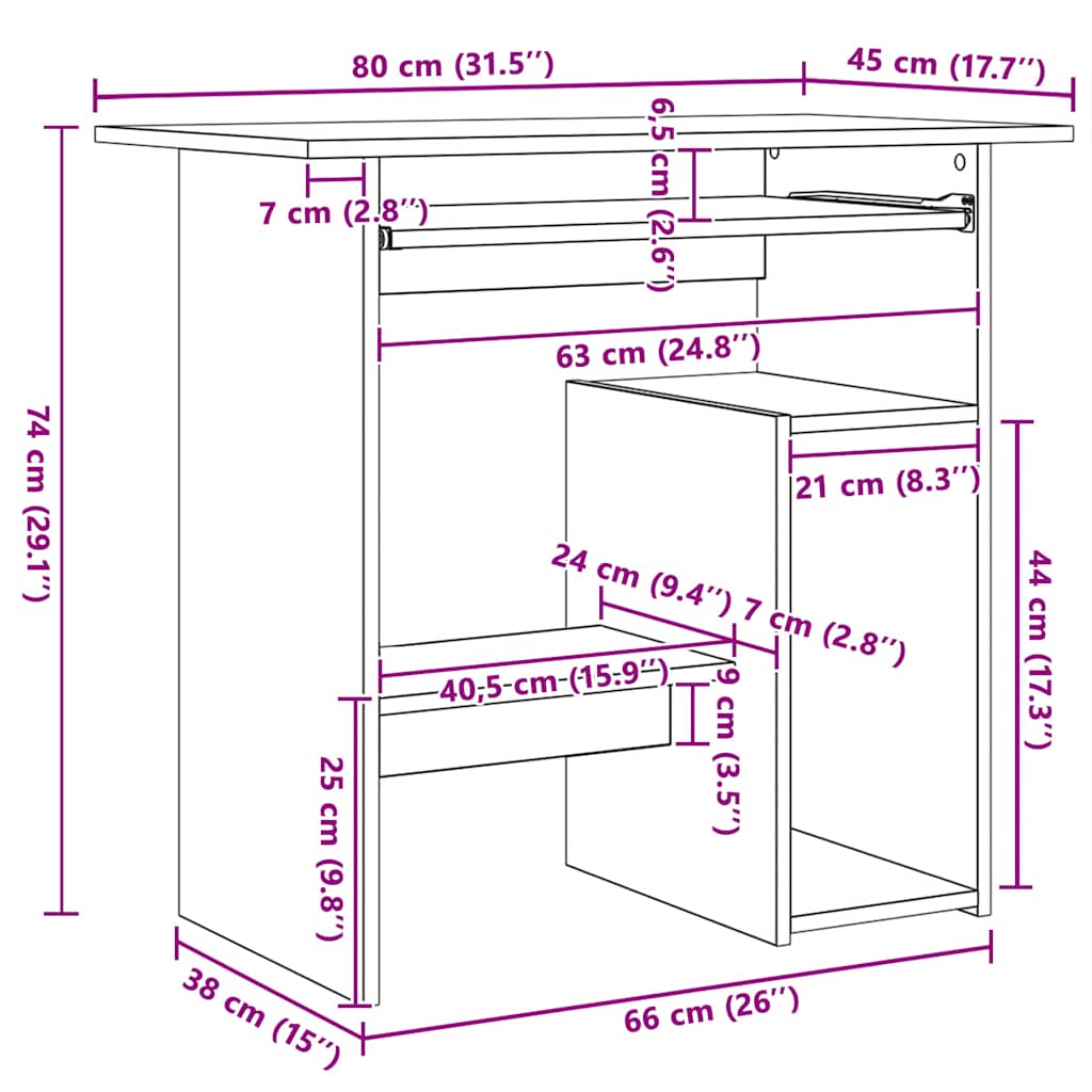 Radni stol siva boja betona 80 x 45 x 74 cm konstruirano drvo