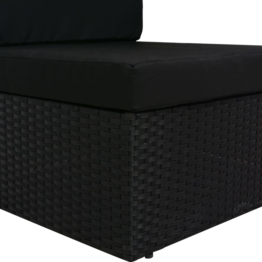 Modularna kutna sofa od poliratana s lijevim naslonom crna