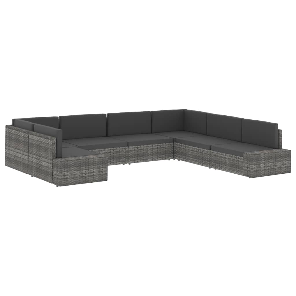 Modularna kutna sofa od poliratana s desnim naslonom crna