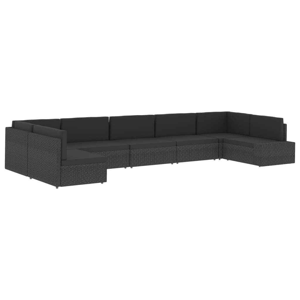 Modularna kutna sofa od poliratana crna