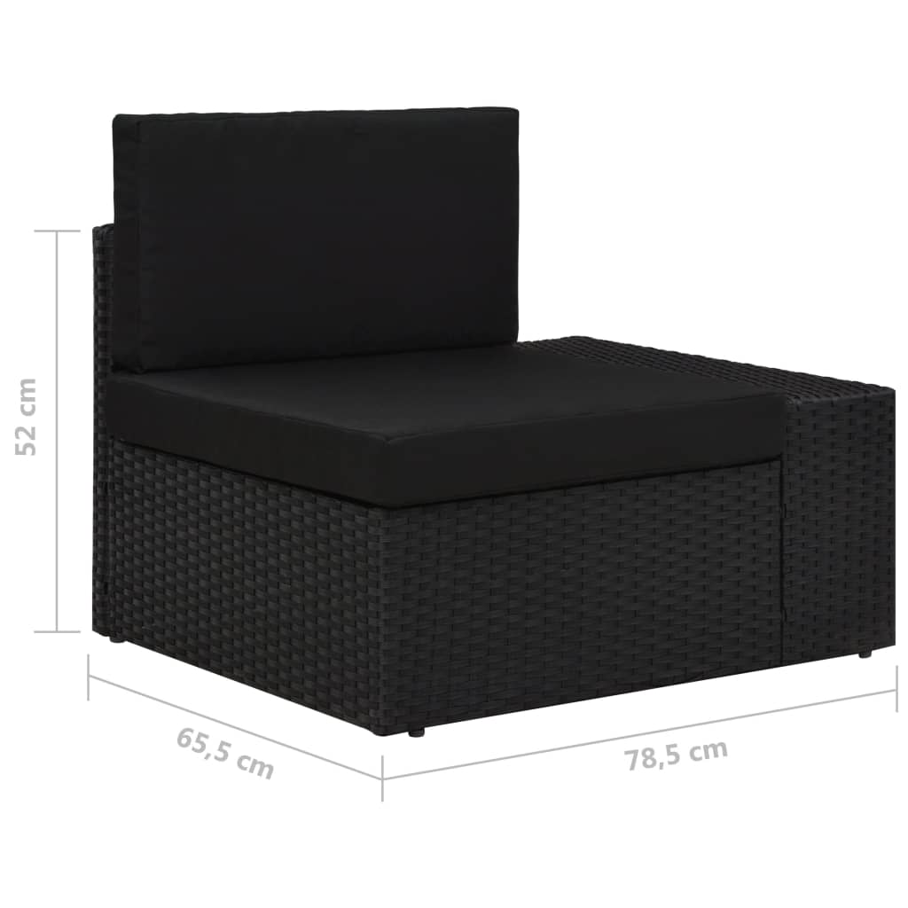 Modularni dvosjed od poliratana crni
