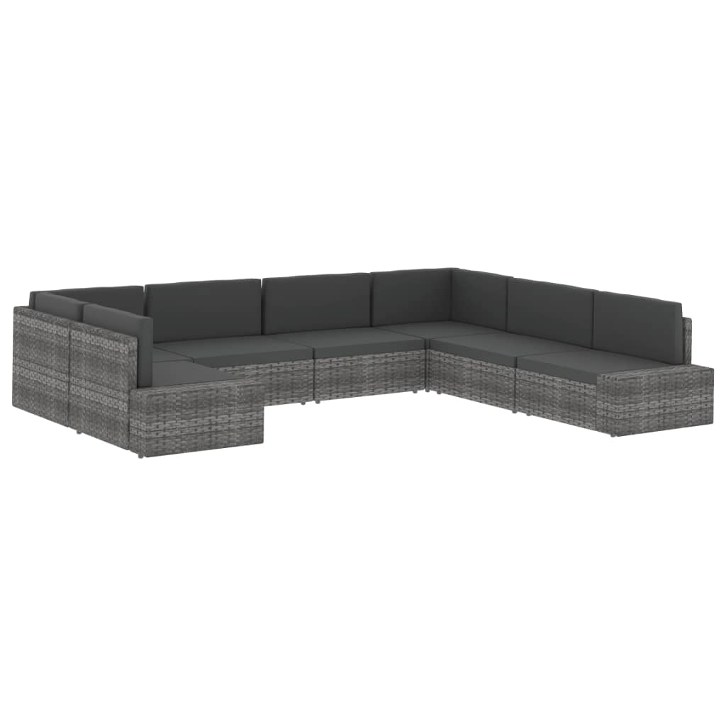 Modularni dvosjed od poliratana sivi