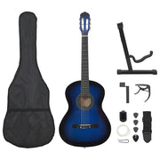 12-dijelni set klasične gitare za početnike plavi 4/4 39"