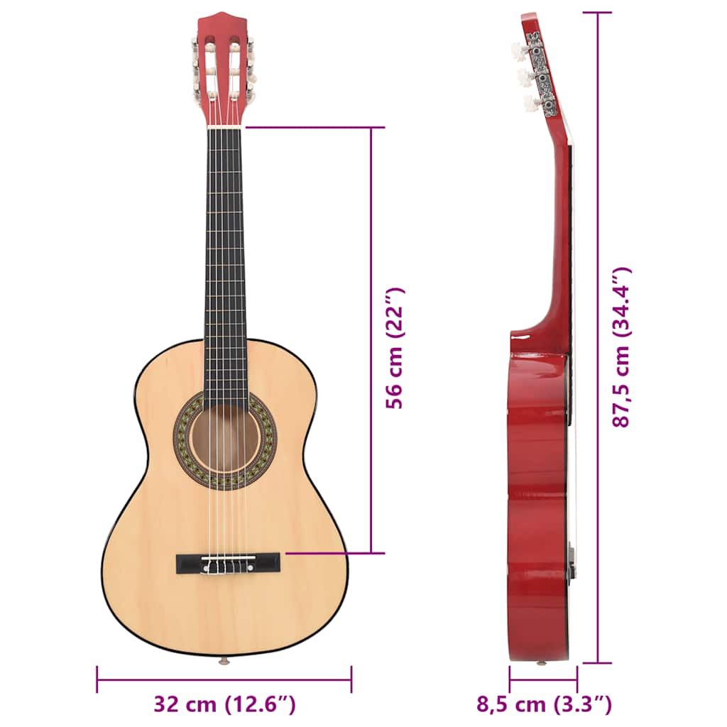 8-dijelni početnički set klasične gitare za djecu 1/2 34"