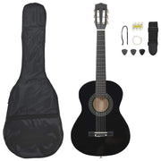 8-dijelni set klasične gitare za početnike crni 1/2 34"