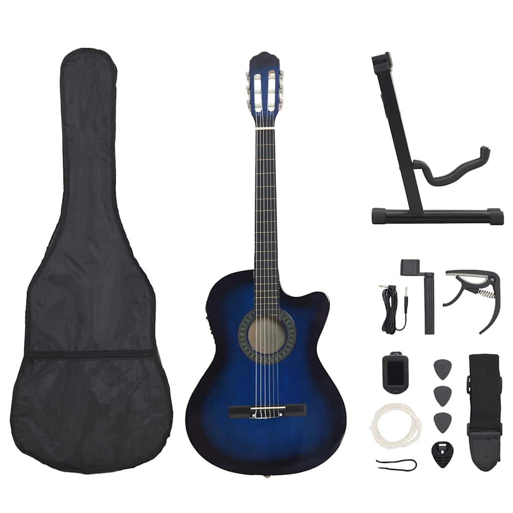 12-dijelni set gitare Western s ujednačivačem i 6 žica plavi