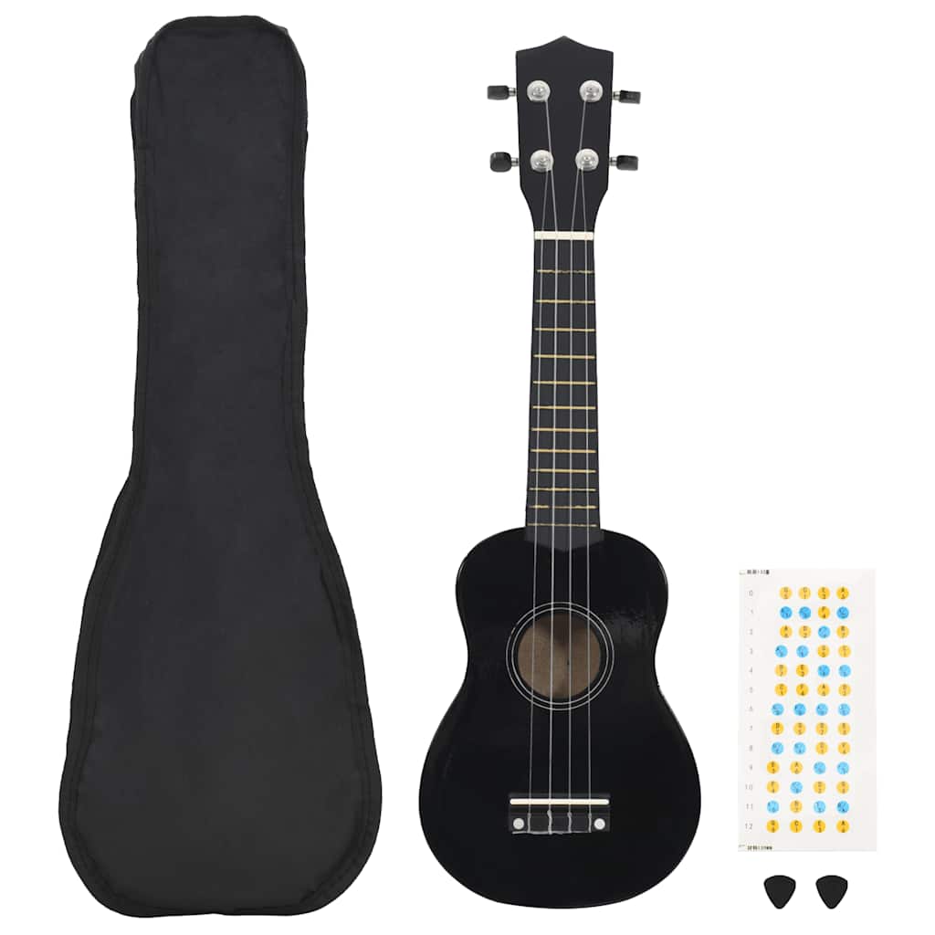 Set dječjeg ukulelea Soprano s torbom crni 23 "