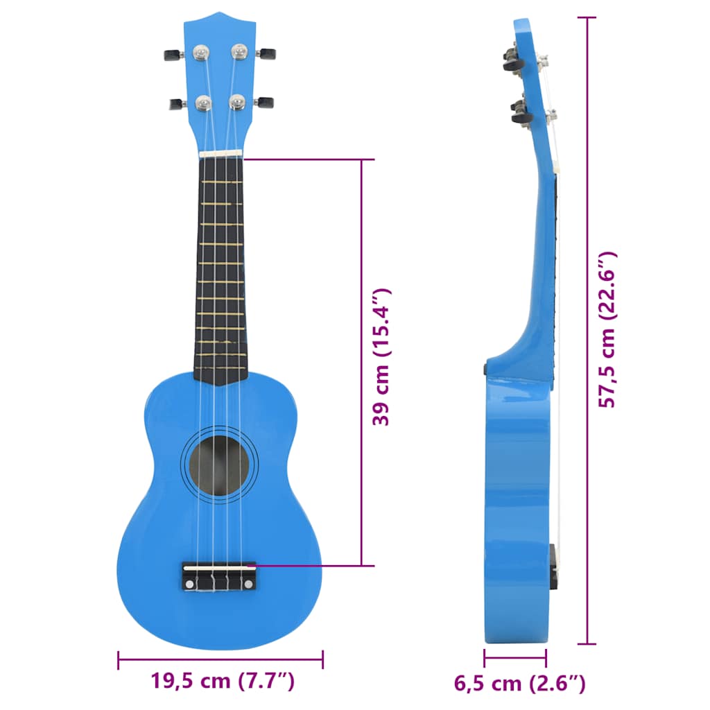 Set dječjeg ukulelea Soprano s torbom svjetloplavi 23 "