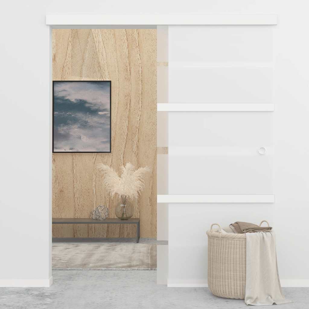 Klizna vrata od stakla ESG i aluminija 90 x 205 cm srebrna