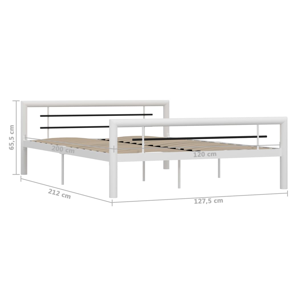Okvir za krevet bijelo-crni metalni 120 x 200 cm