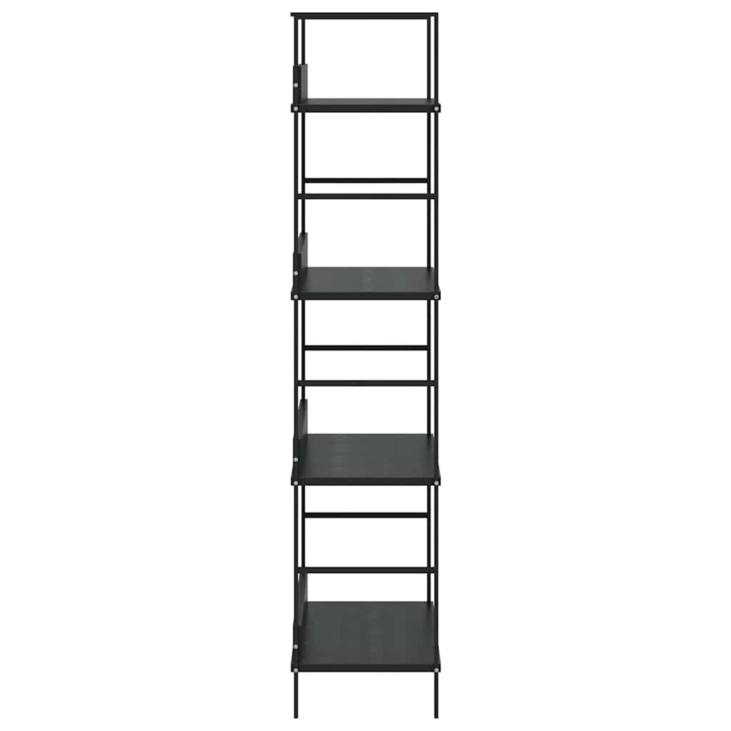Police za knjige s 4 razine crne 60 x 27,6 x 124,5 cm drvene