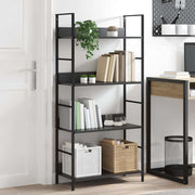 Police za knjige s 4 razine crne 60 x 27,6 x 124,5 cm drvene
