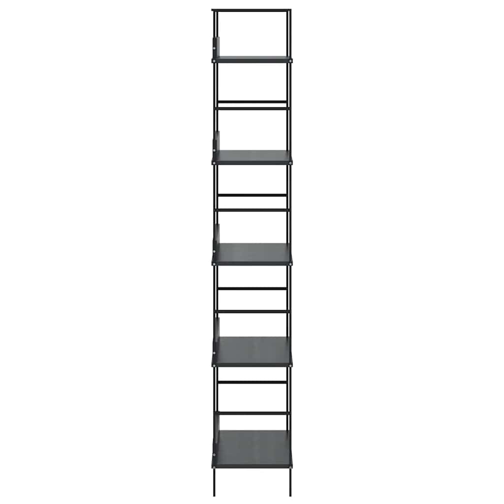 Police za knjige s 5 razina crne 60 x 27,6 x 158,5 cm drvene