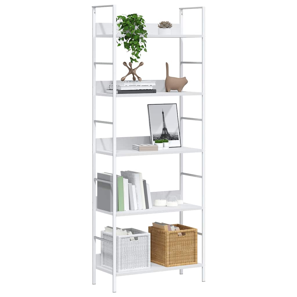 Police za knjige s 5 razina crne 60 x 27,6 x 158,5 cm drvene