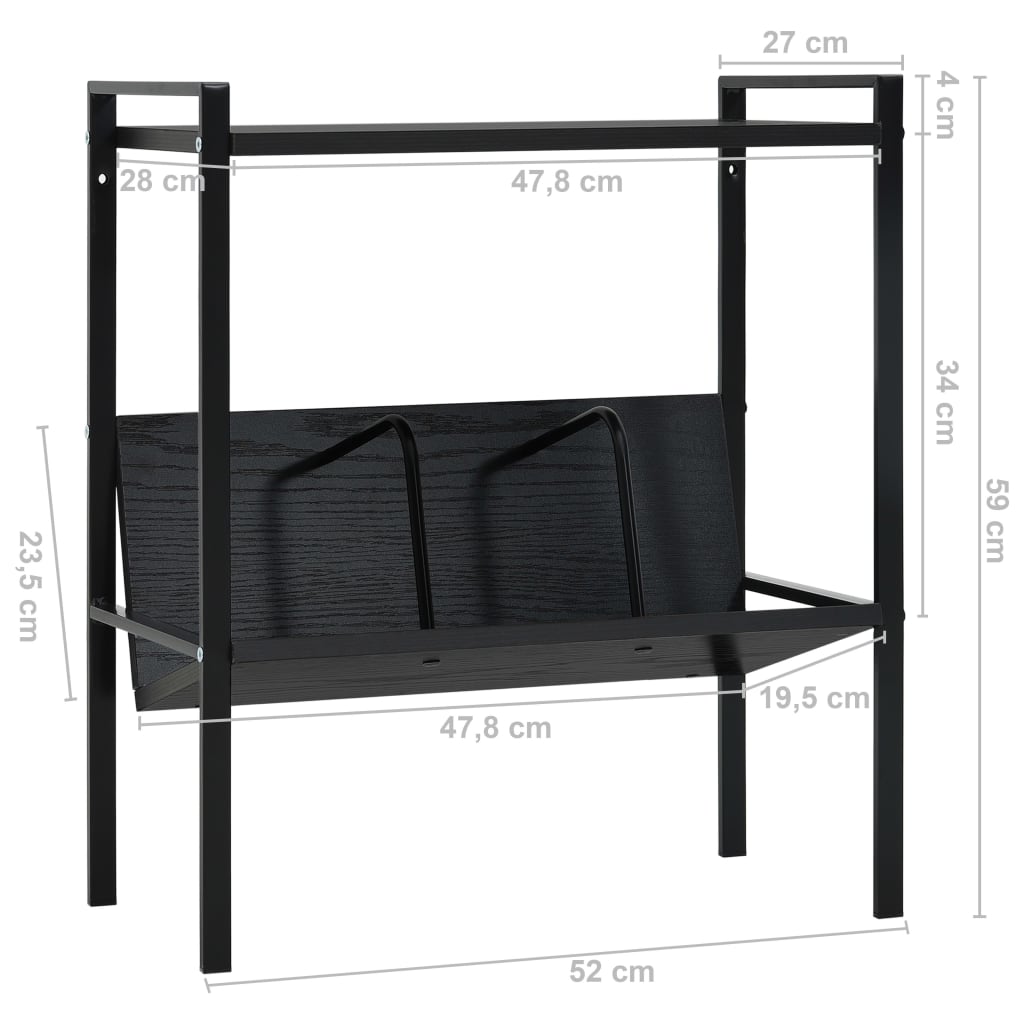 Police za knjige s 2 razine crne 52x28x59 cm konstruirano drvo