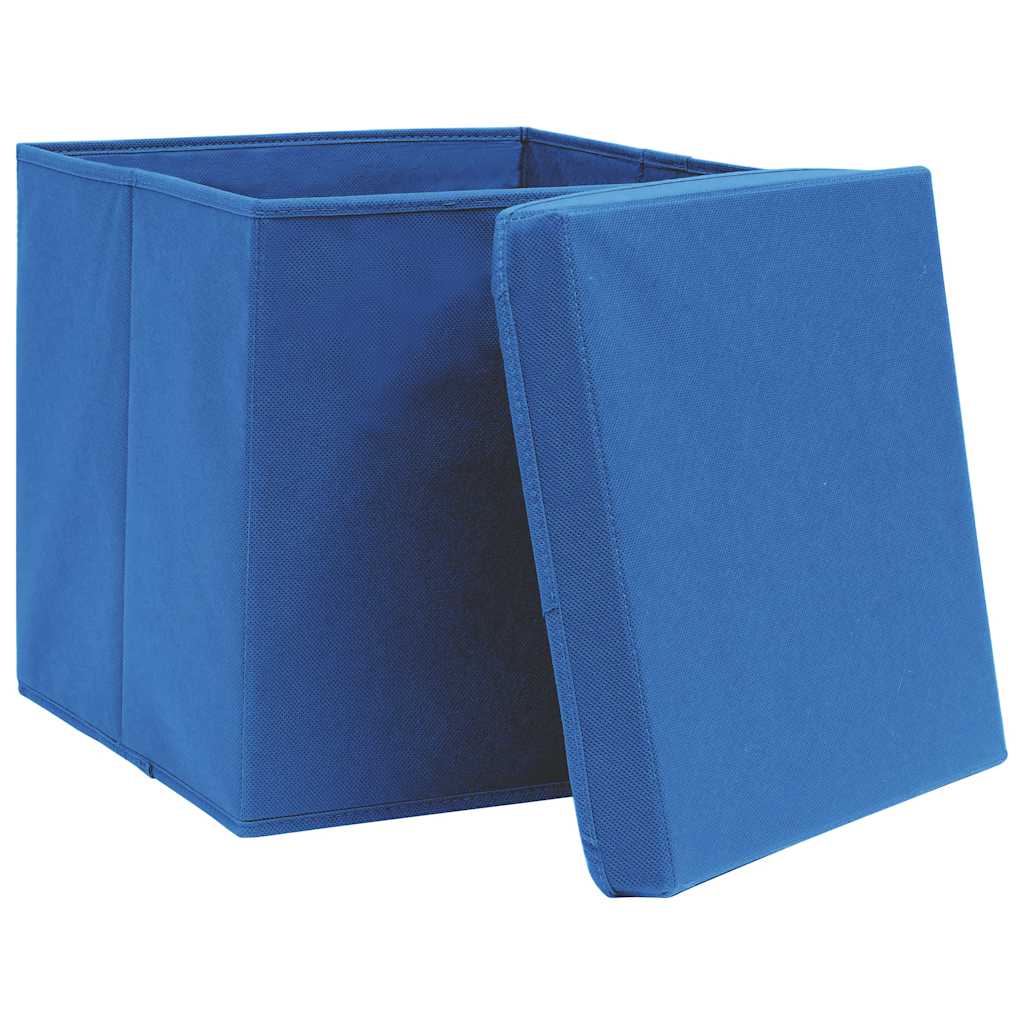 Kutije za pohranu s poklopcima 10 kom plave 32x32x32 cm tkanina