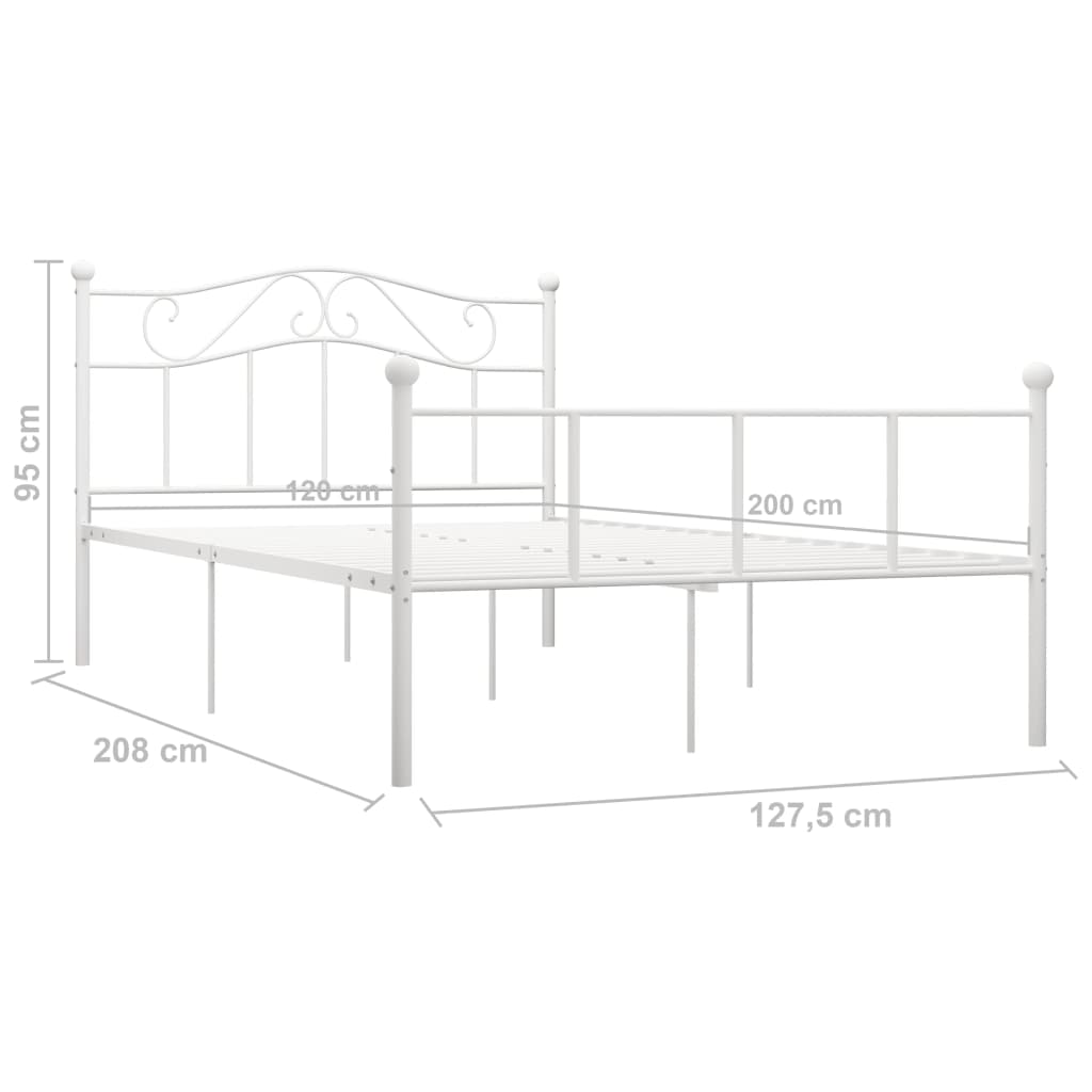 Okvir za krevet bijeli metalni 120 x 200 cm