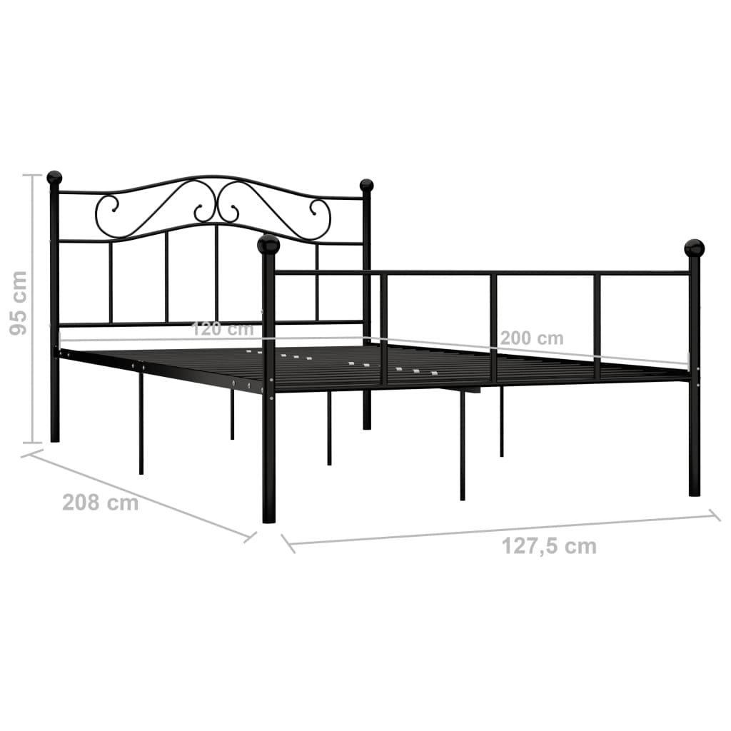 Okvir za krevet crni metalni 120 x 200 cm