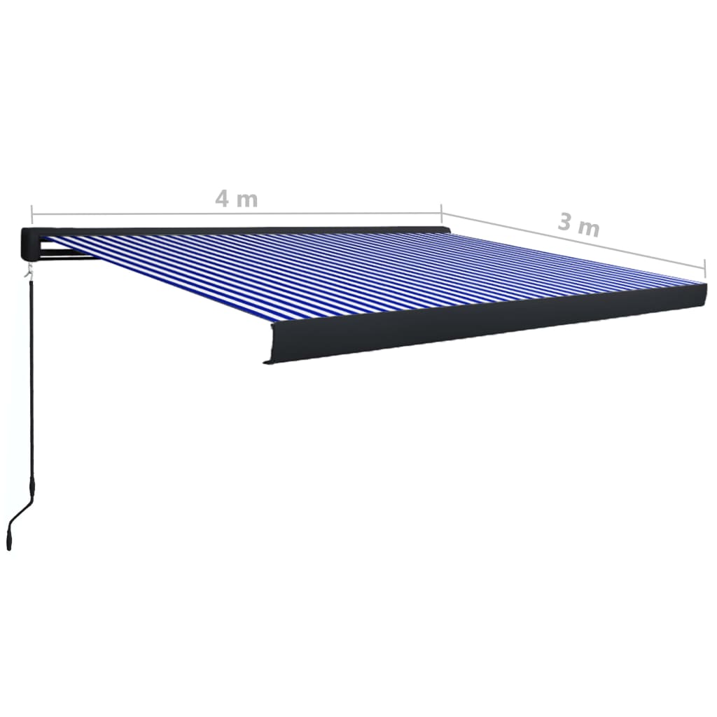 Kazetna tenda na ručno uvlačenje 400 x 300 cm plavo-bijela