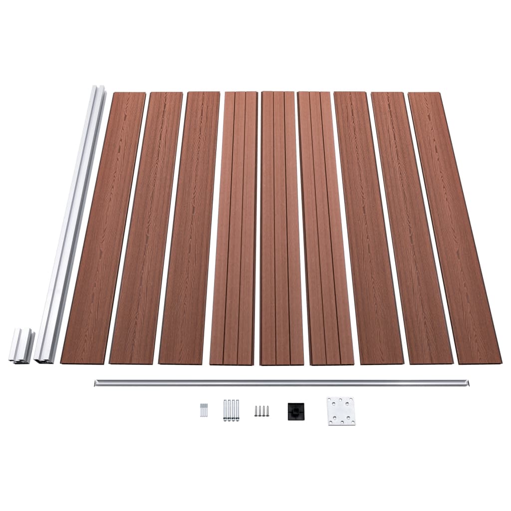 Set WPC ograda 2 kvadratne + 1 kosa 446 x 186 cm smeđi