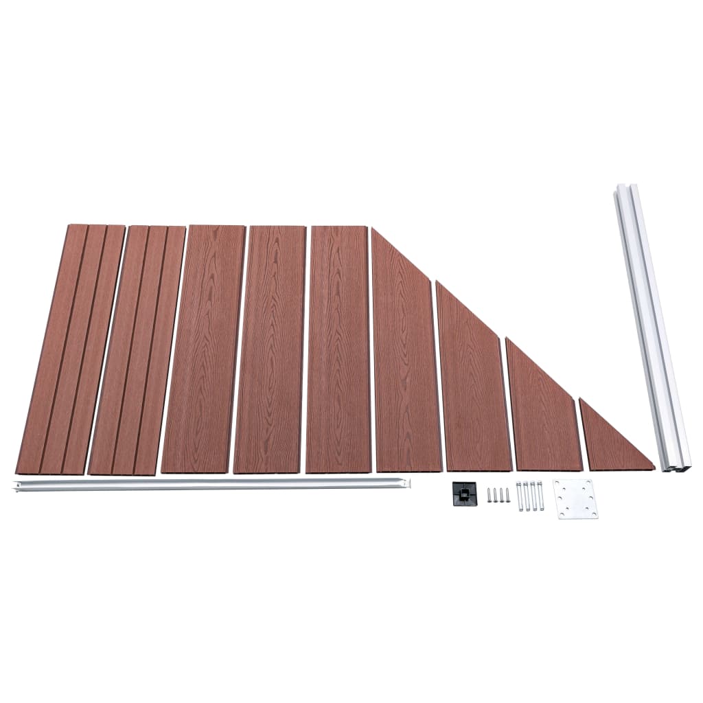 Set WPC ograda 7 kvadratnih + 1 kosa 1311 x 186 cm smeđi