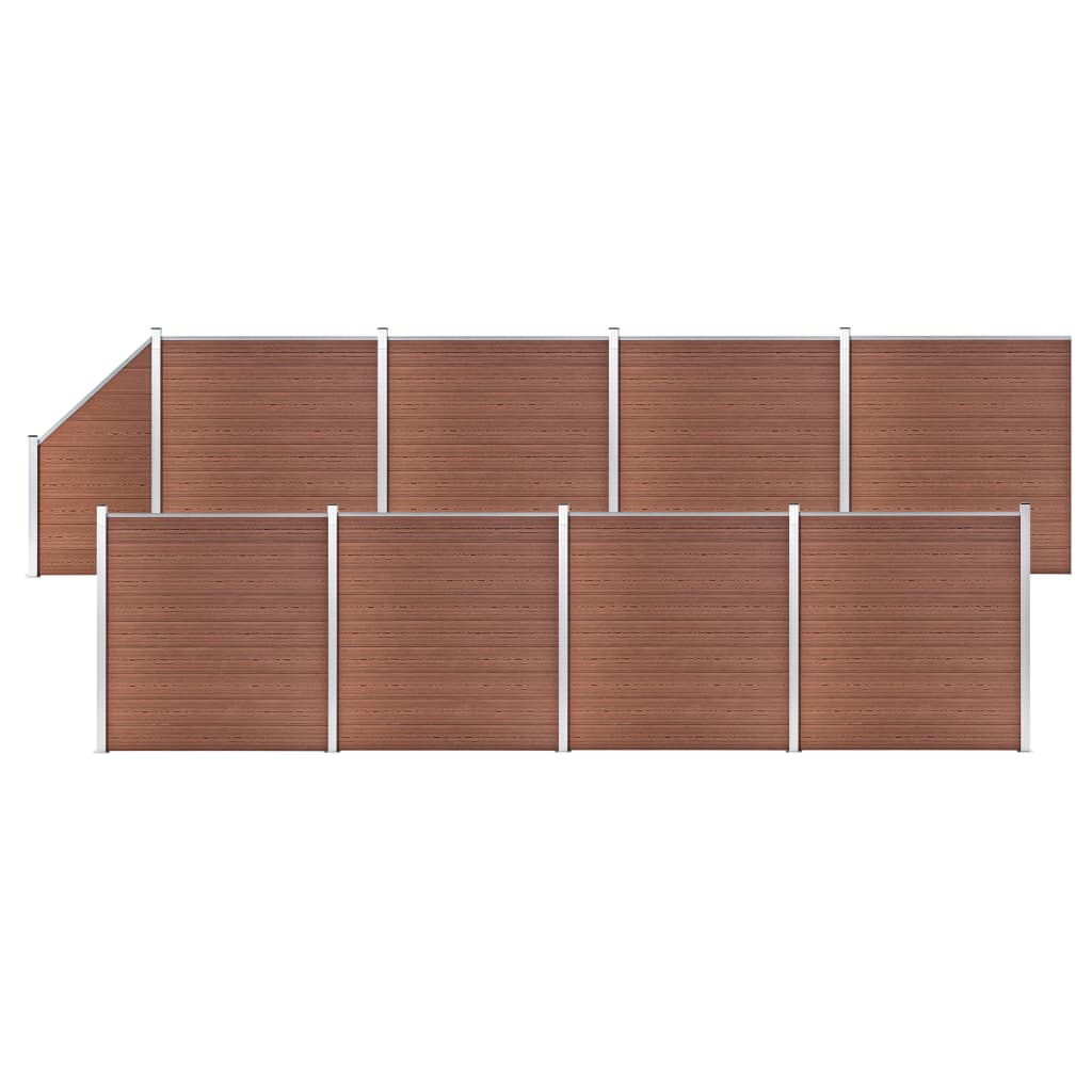 Set WPC ograda 8 kvadratnih + 1 kosa 1484 x 186 cm smeđi