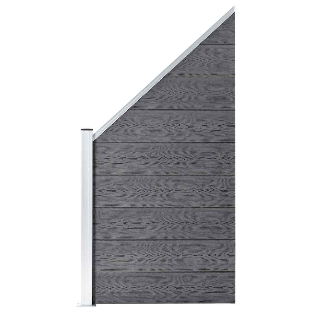 Set ograda pd WPC-a 3 kvadratne + 1 kosa 619 x 186 cm sivi
