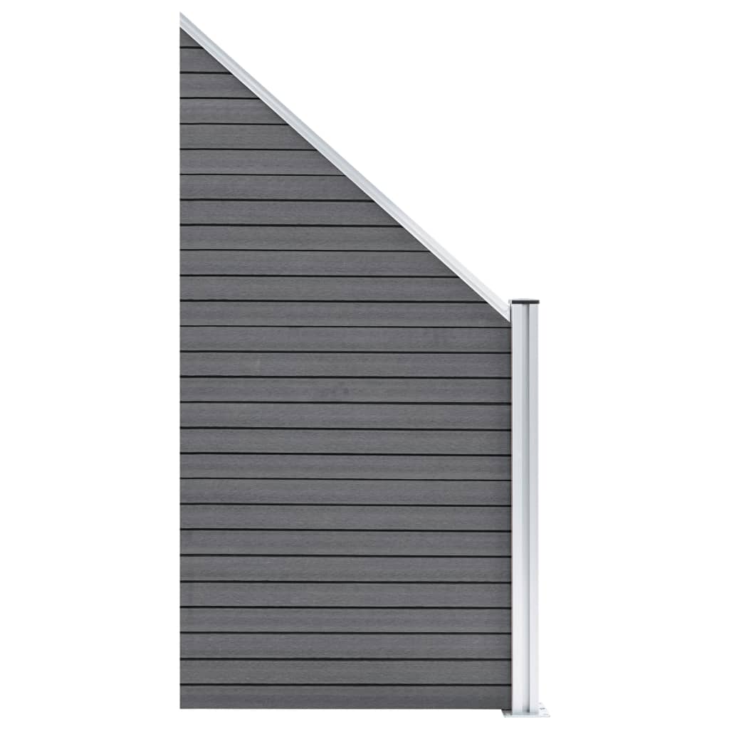 Set WPC ograda 4 kvadratne + 1 kosa 792 x 186 cm sivi
